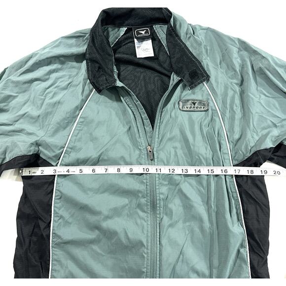 InSport Men’s Medium Windbreaker Jacket Green Black Nylon Mesh Lined - Picture 3 of 6